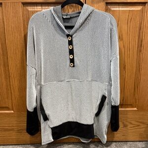 Heimish USA Striped Black and White Hoodie